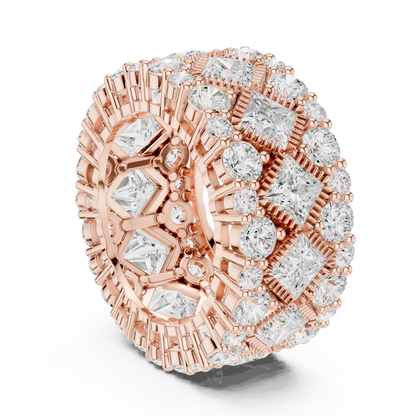 Princess Round Cut Lab Grown Diamond Ring in Rose Gold