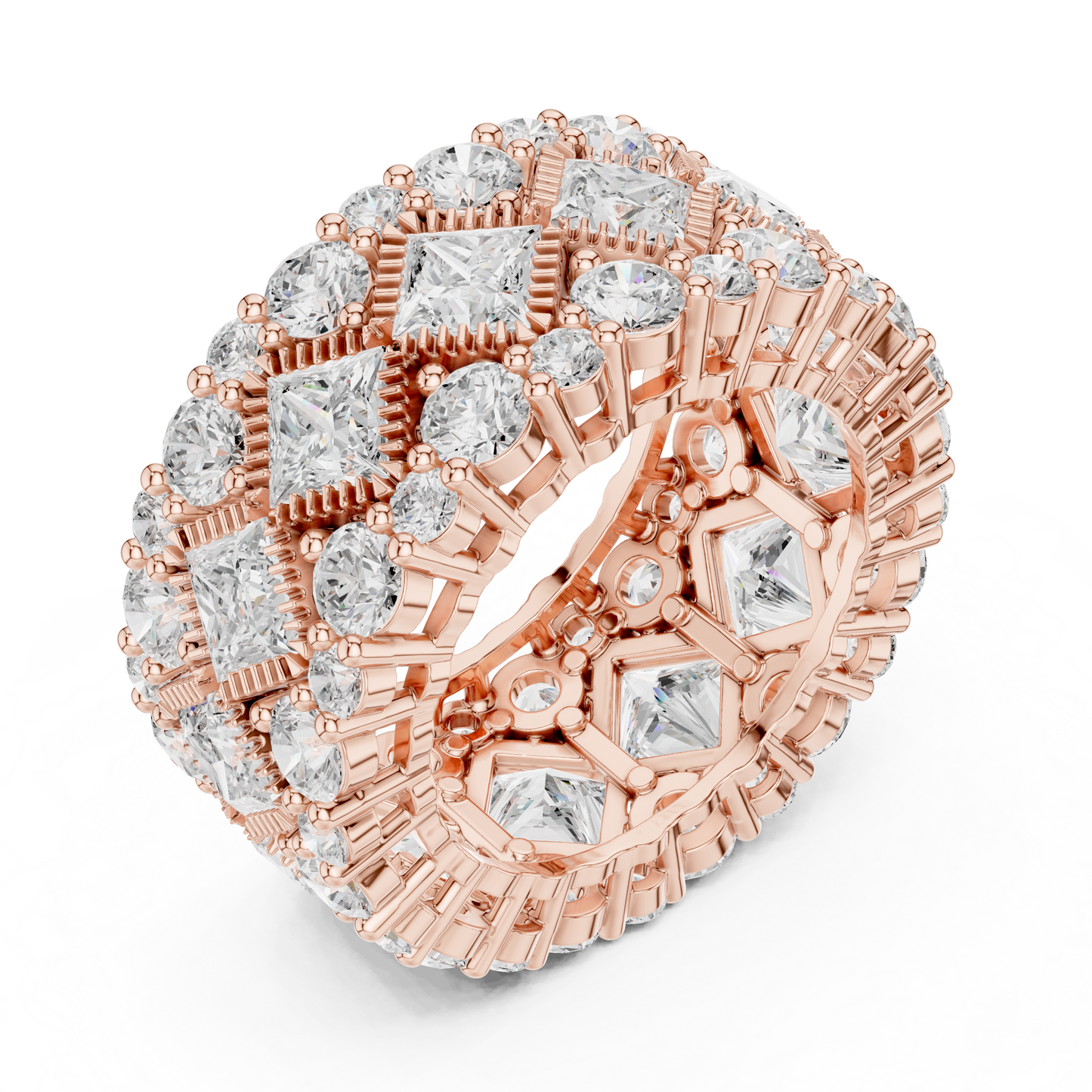 Princess Round Cut Lab Grown Diamond Ring in Rose Gold