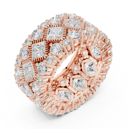 Princess Round Cut Lab Grown Diamond Ring in Rose Gold