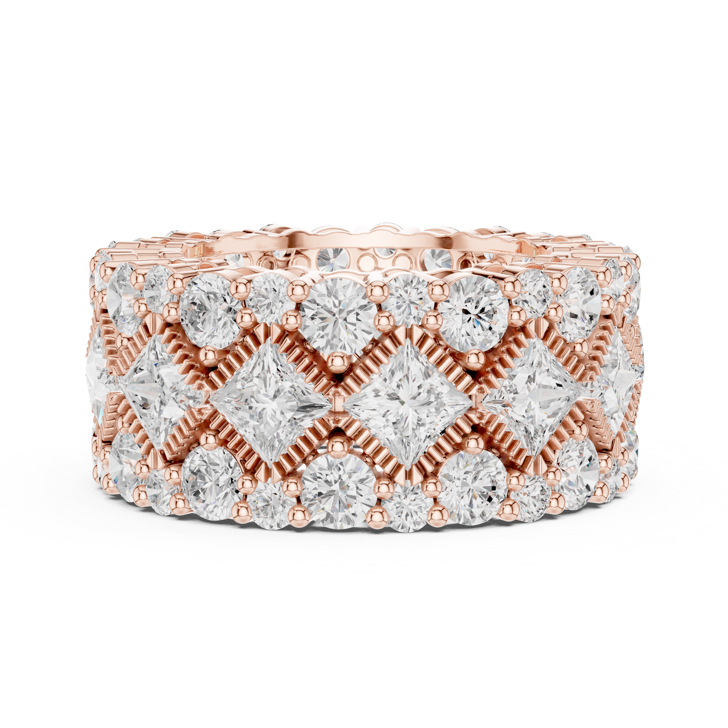 Princess Round Cut Lab Grown Diamond Ring in Rose Gold