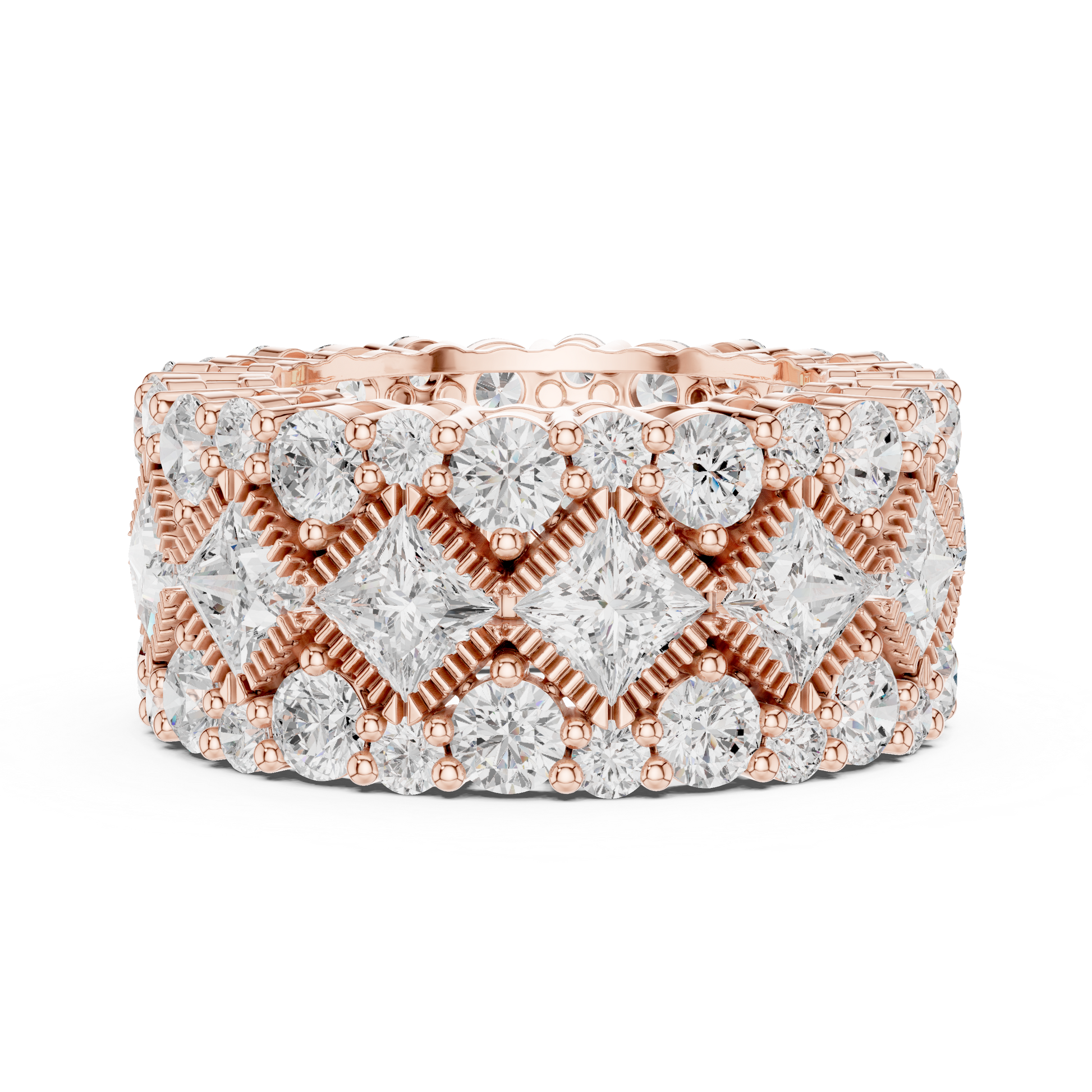 Princess Round Cut Lab Grown Diamond Ring in Rose Gold
