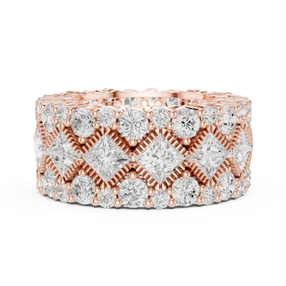 Princess Round Cut Lab Grown Diamond Ring in Rose Gold