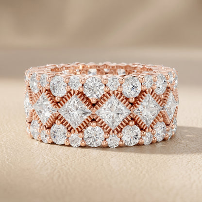 Princess Round Cut Lab Grown Diamond Ring in Rose Gold