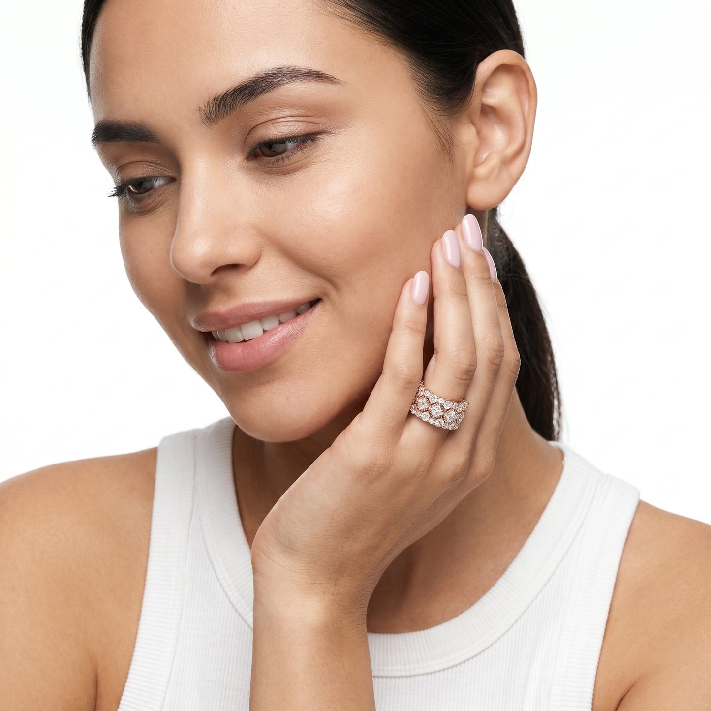 Princess Round Cut Lab Grown Diamond Ring in Rose Gold