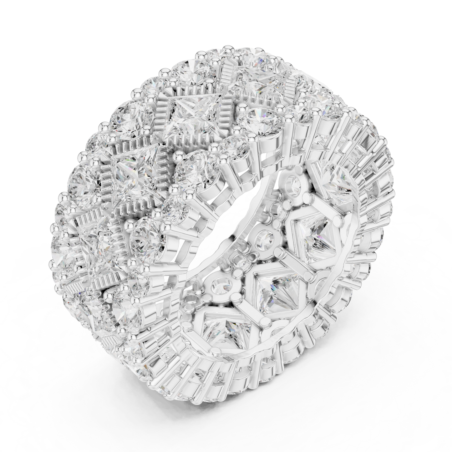 Princess Round Cut Lab Grown Diamond Ring in Silver