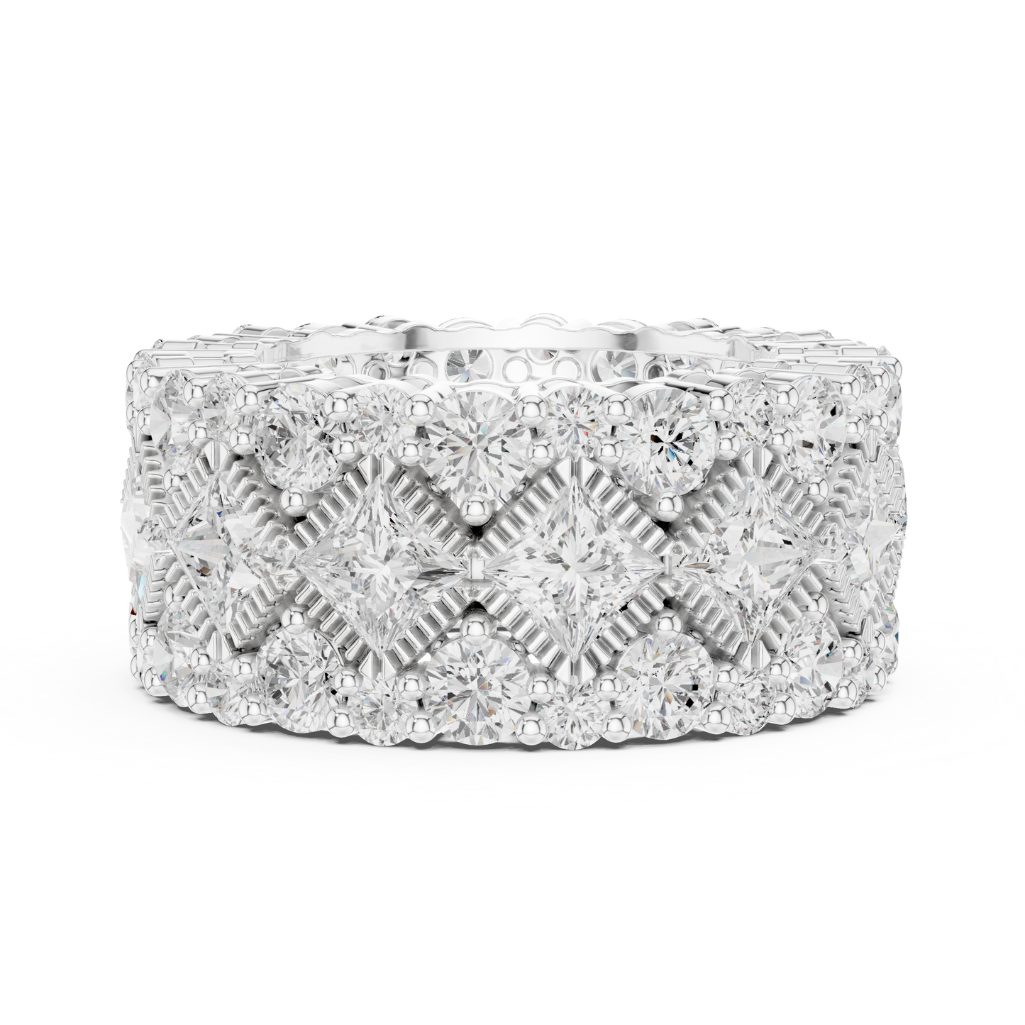 Princess Round Cut Lab Grown Diamond Ring in White Gold