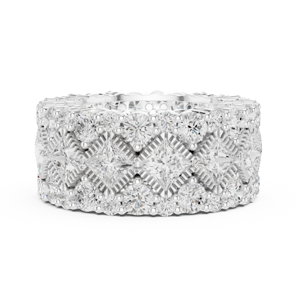 Princess Round Cut Lab Grown Diamond Ring in Silver