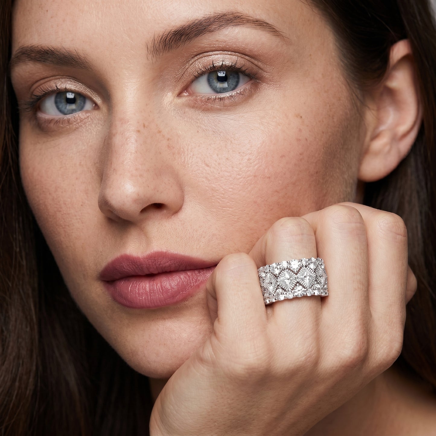 Princess Round Cut Lab Grown Diamond Ring in White Gold