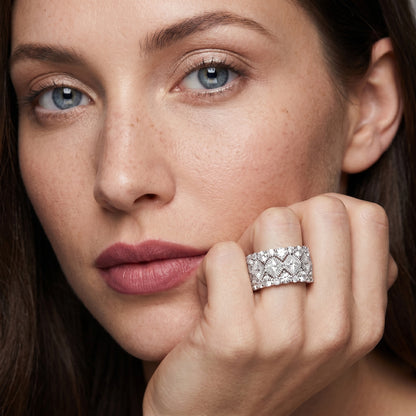 Princess Round Cut Lab Grown Diamond Ring in Silver