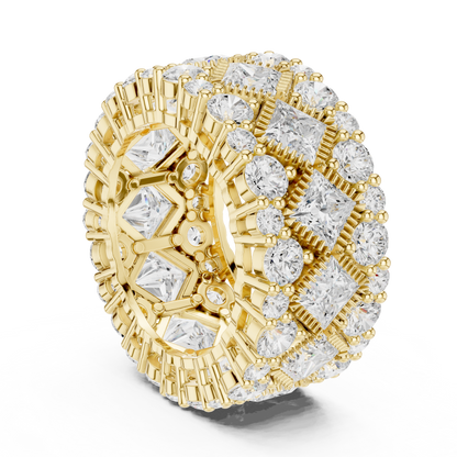 Princess Round Cut Lab Grown Diamond Ring in Yellow Gold