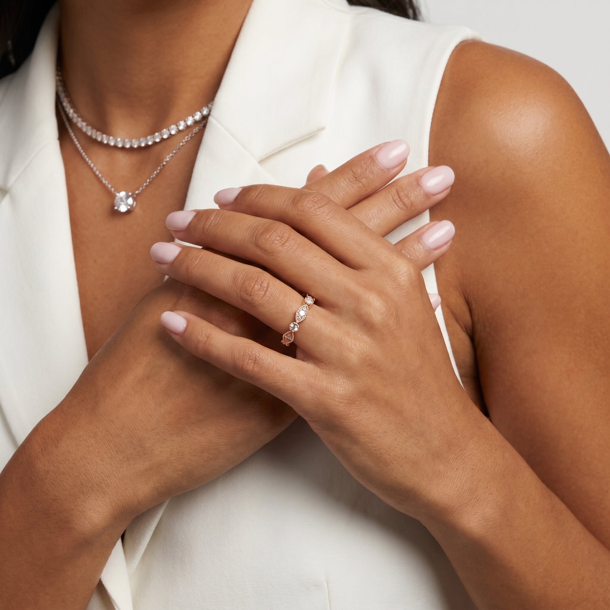 Round Cut Lab Grown Diamond Ring in Rose Gold