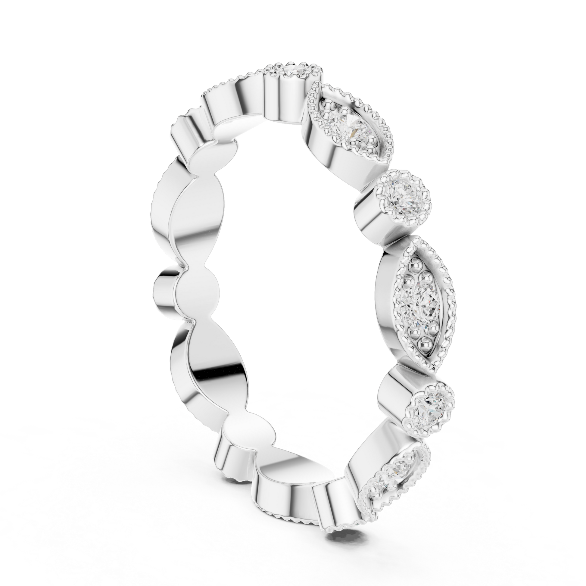 Round Cut Lab Grown Diamond Ring in White Gold
