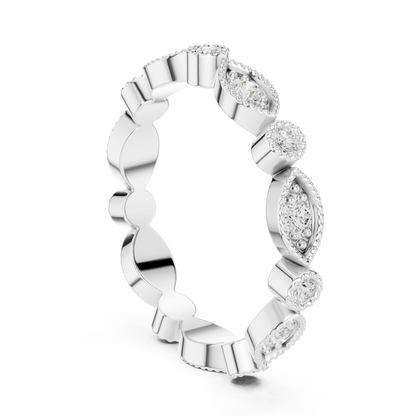 Round Cut Lab Grown Diamond Ring in White Gold