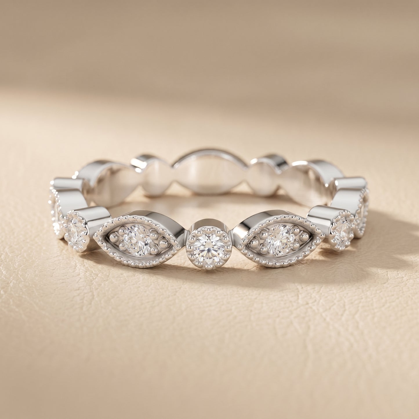 Round Cut Lab Grown Diamond Ring in Silver