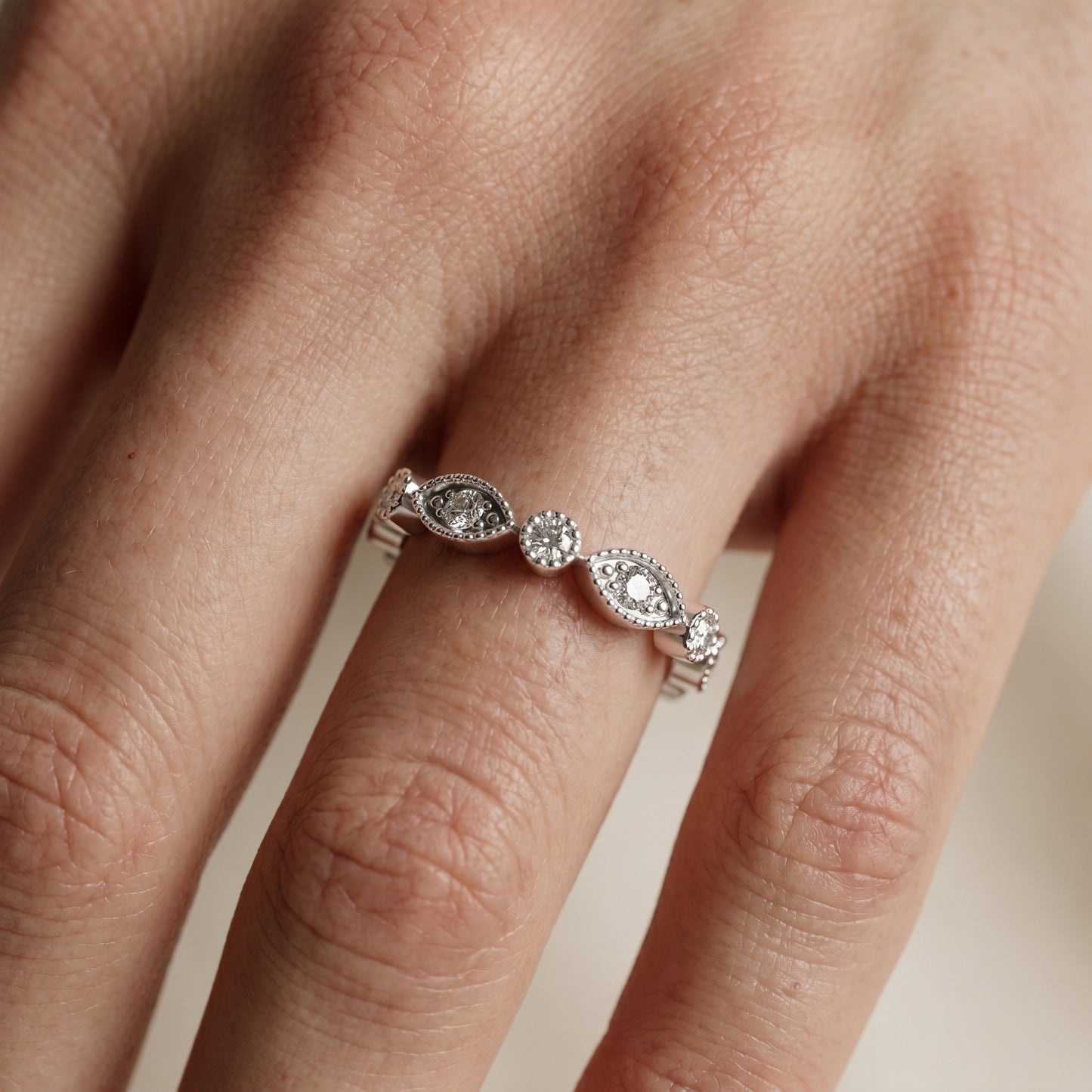 Round Cut Lab Grown Diamond Ring in White Gold