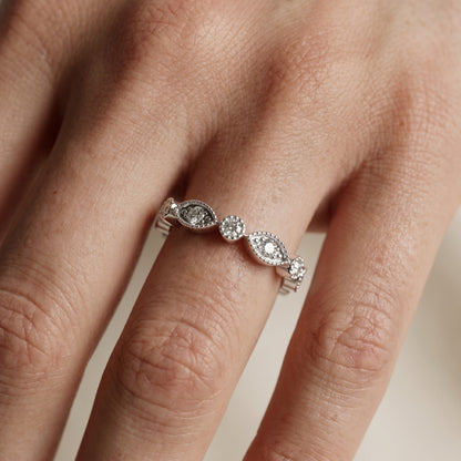 Round Cut Lab Grown Diamond Ring in White Gold