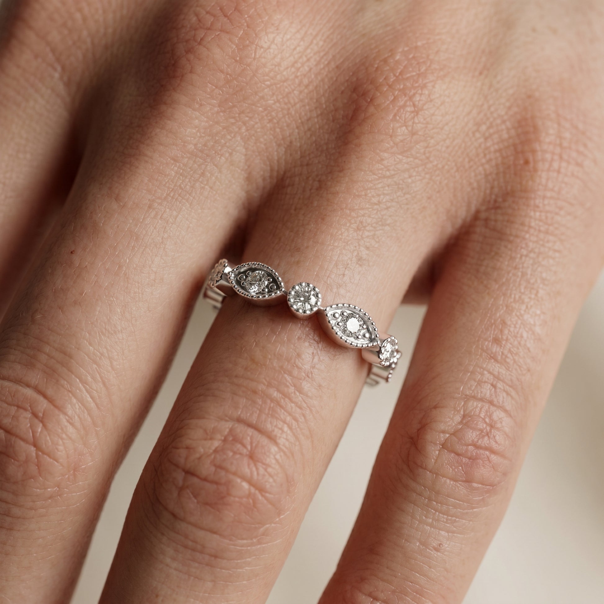 Round Cut Lab Grown Diamond Ring in Silver