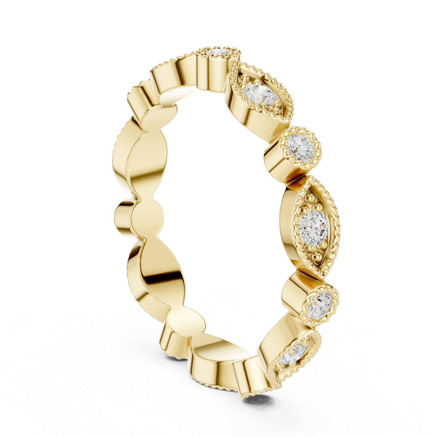 Round Cut Lab Grown Diamond Ring in Yellow Gold