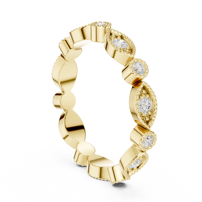 Round Cut Lab Grown Diamond Ring in Yellow Gold