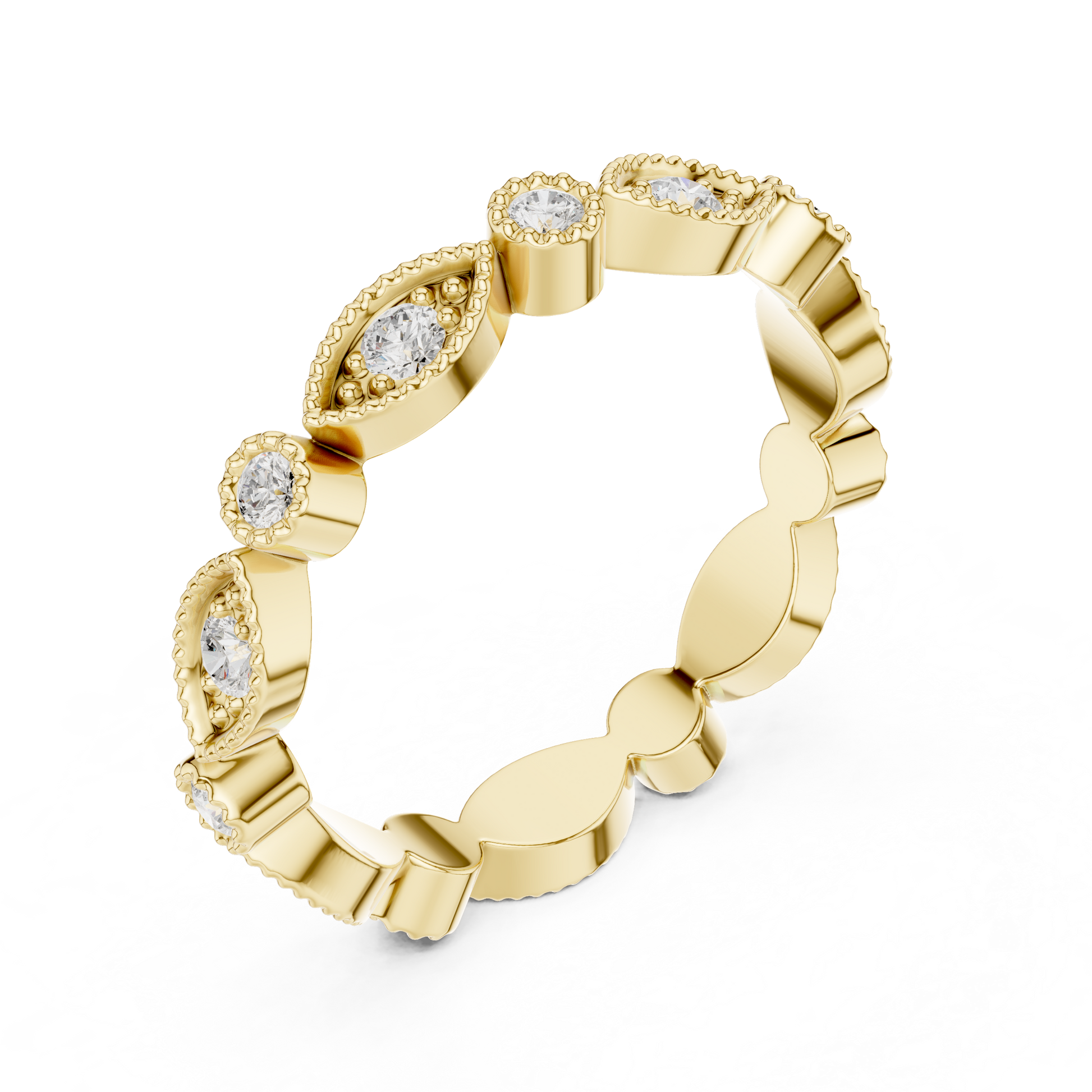 Round Cut Lab Grown Diamond Ring in Yellow Gold