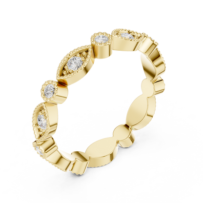 Round Cut Lab Grown Diamond Ring in Yellow Gold