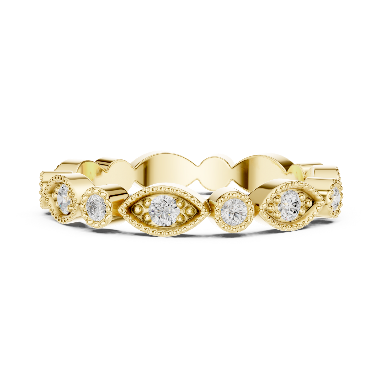 Round Cut Lab Grown Diamond Ring in Yellow Gold