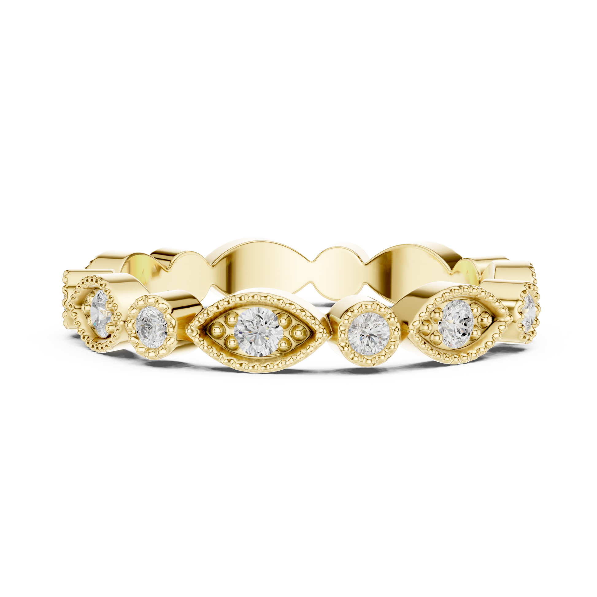 Round Cut Lab Grown Diamond Ring in Yellow Gold