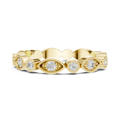 Round Cut Lab Grown Diamond Ring in Yellow Gold