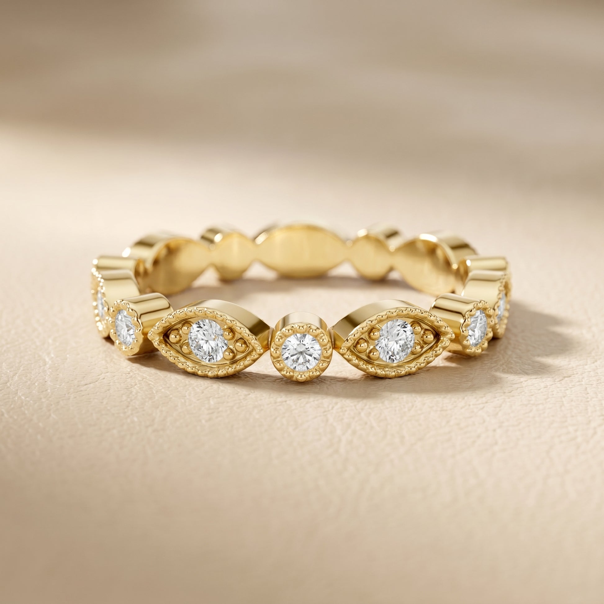 Round Cut Lab Grown Diamond Ring in Yellow Gold