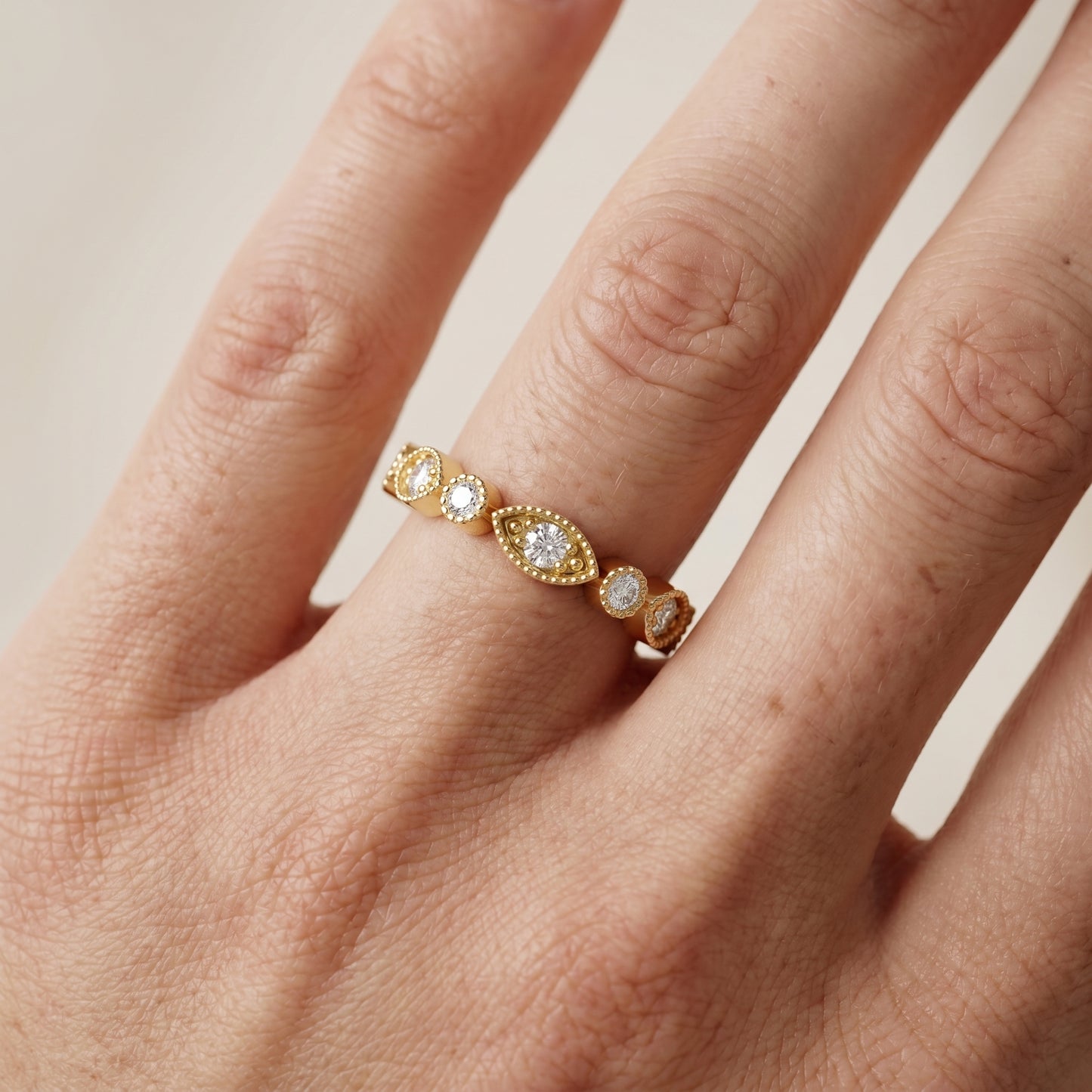Round Cut Lab Grown Diamond Ring in Yellow Gold