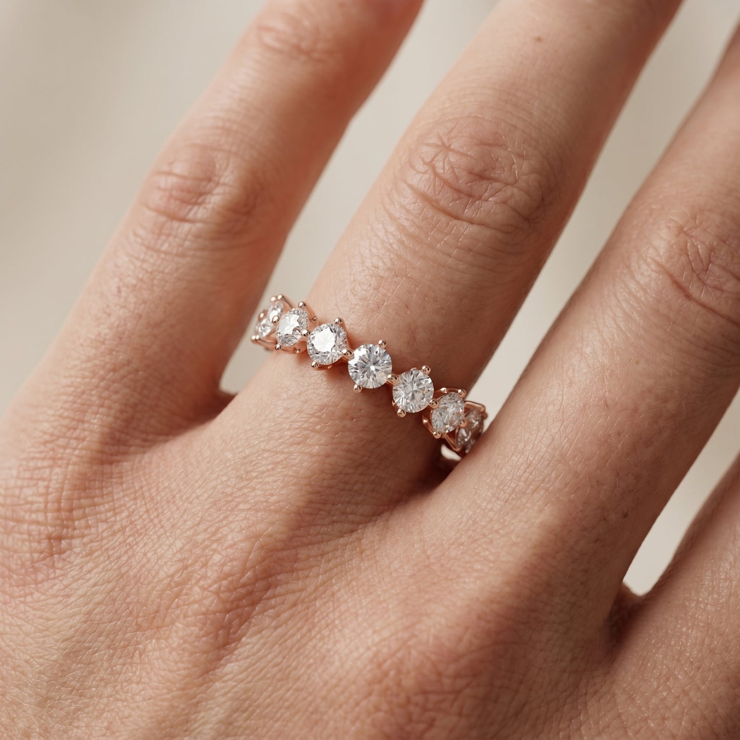 Round Cut Lab Grown Diamond Ring in Rose Gold