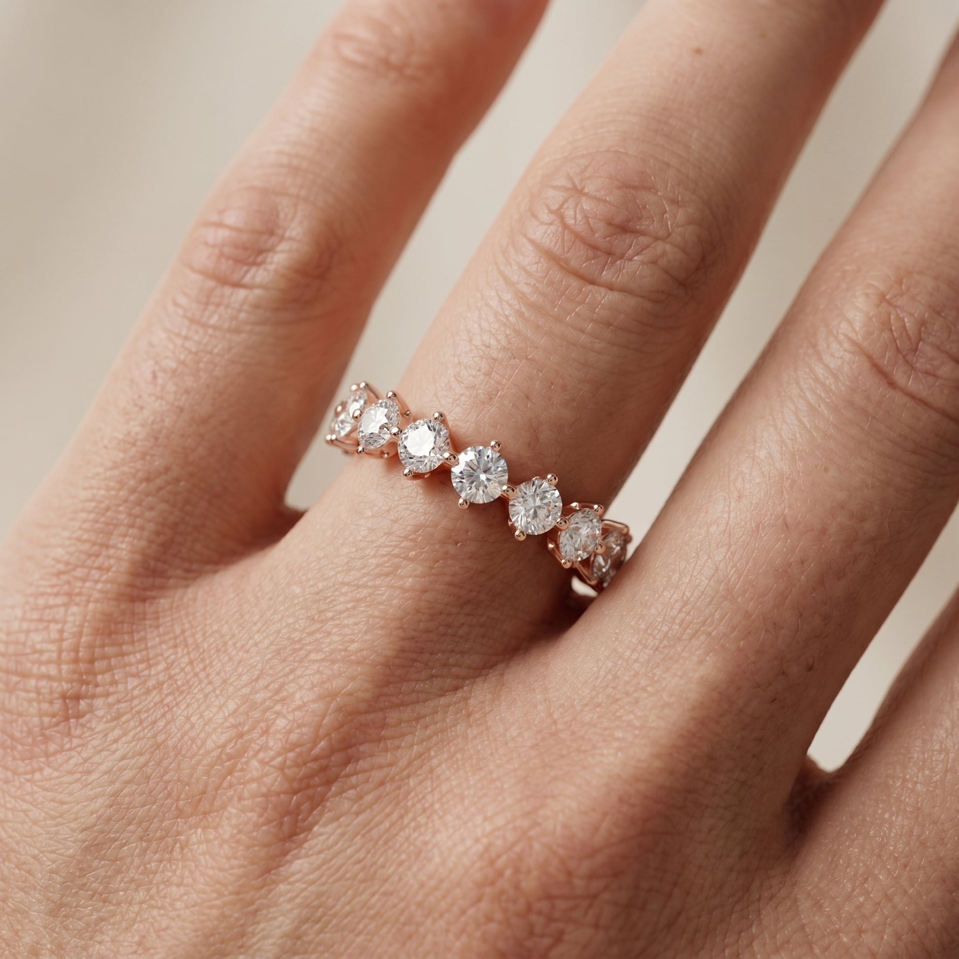 Round Cut Lab Grown Diamond Ring in Rose Gold