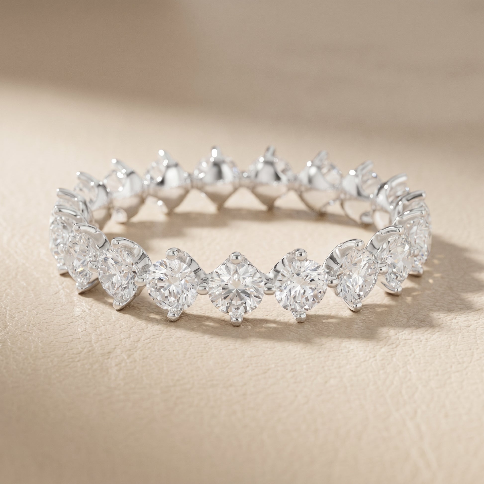 Round Cut Lab Grown Diamond Ring in Silver