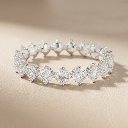 Round Cut Lab Grown Diamond Ring in Silver