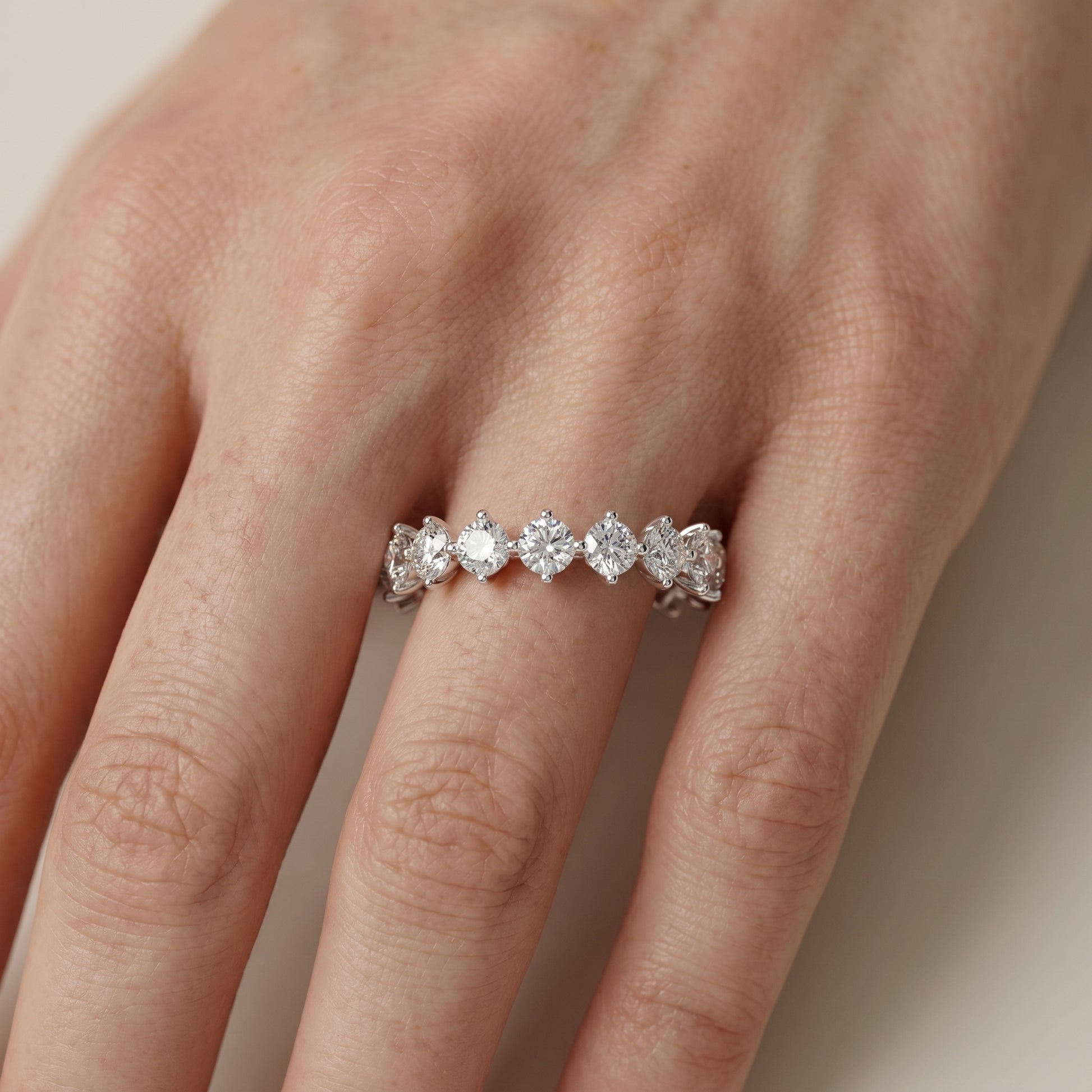 Round Cut Lab Grown Diamond Ring in White Gold