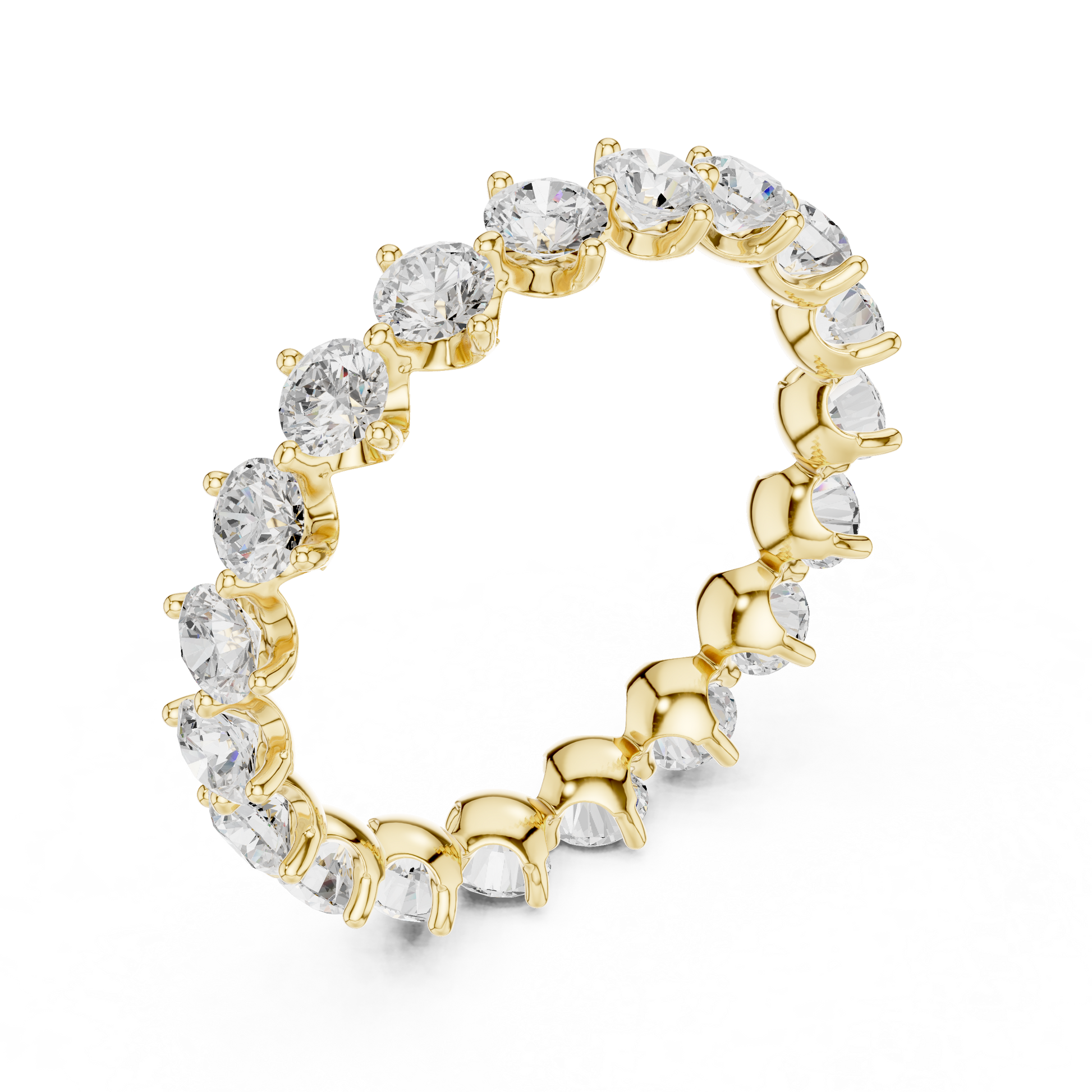 Round Cut Lab Grown Diamond Ring in Yellow Gold