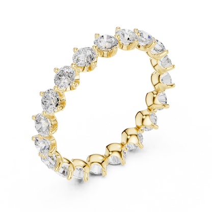 Round Cut Lab Grown Diamond Ring in Yellow Gold