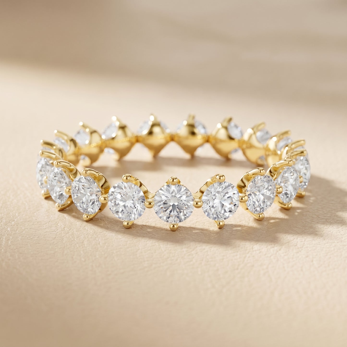 Round Cut Lab Grown Diamond Ring in Yellow Gold