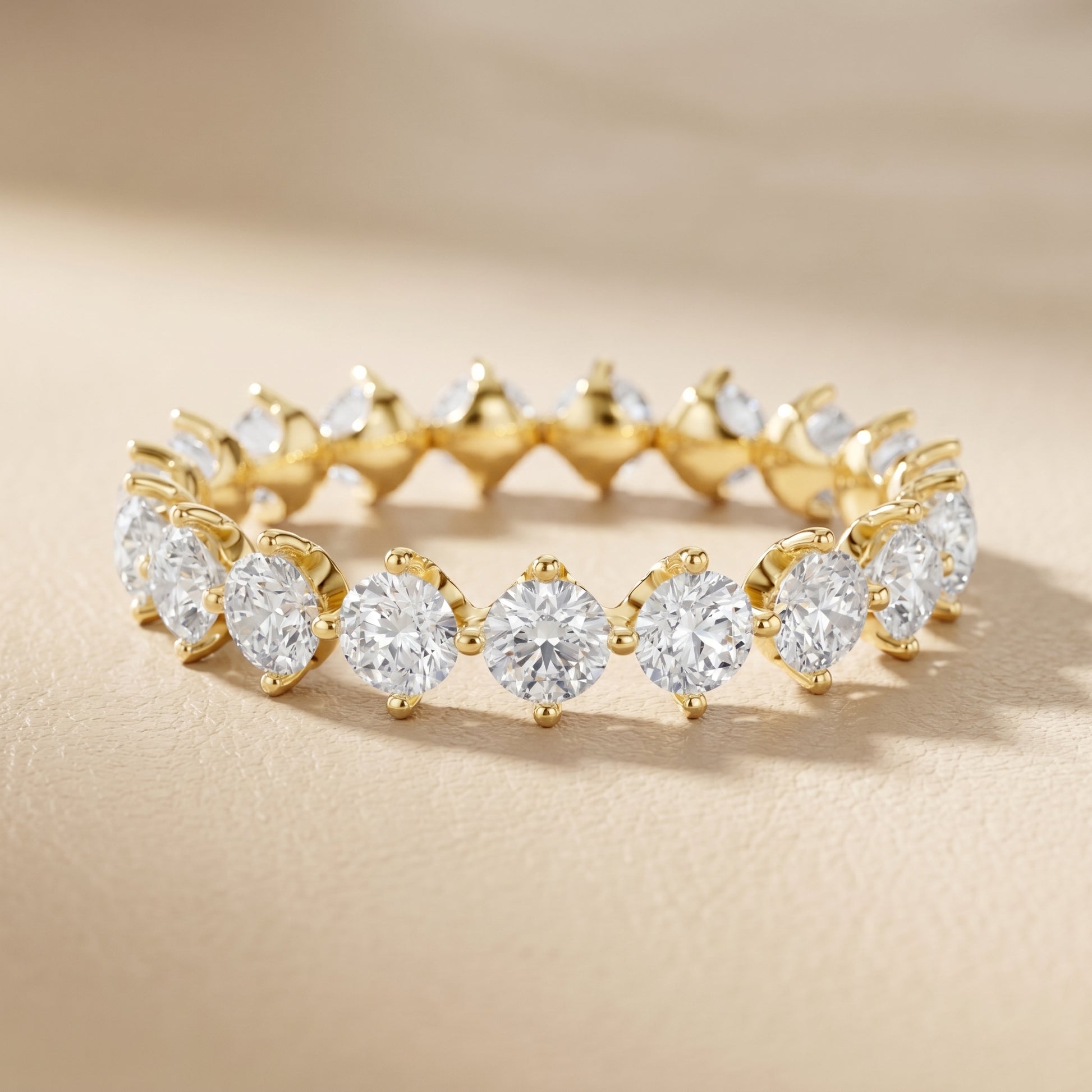 Round Cut Lab Grown Diamond Ring in Yellow Gold