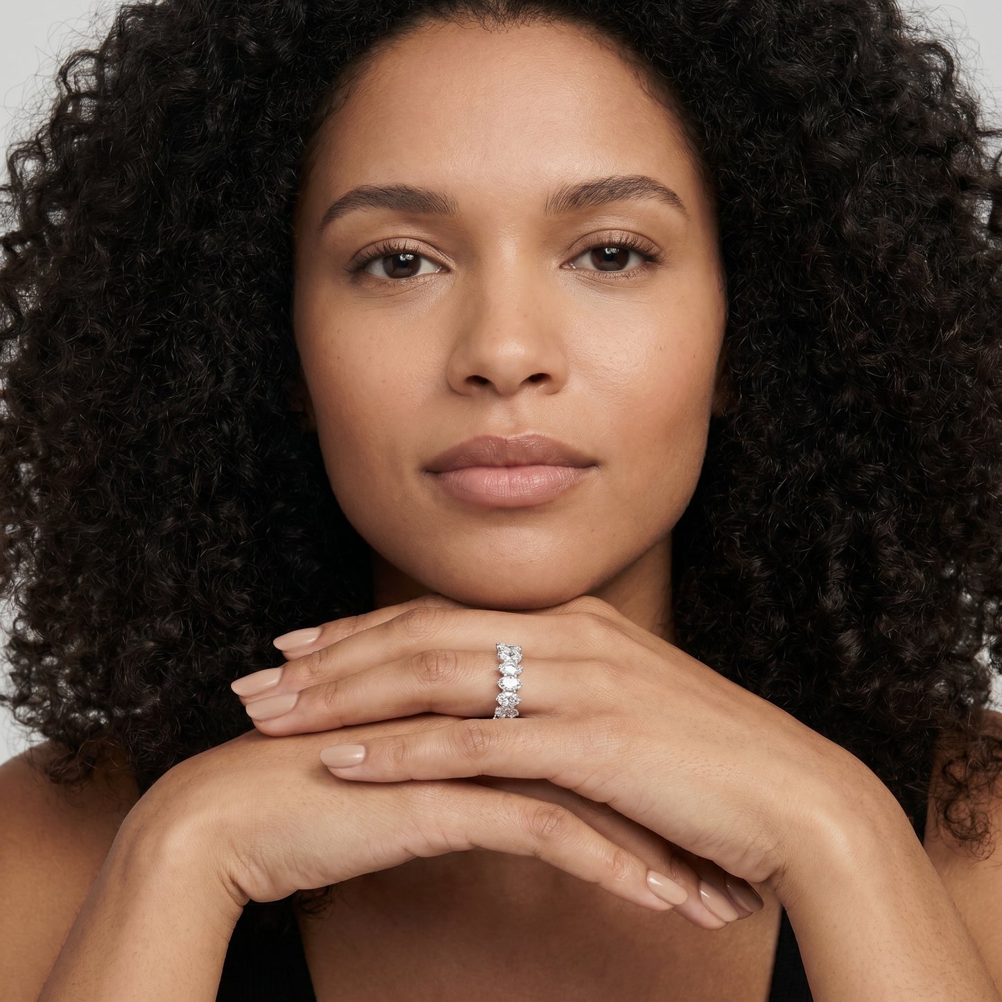 Oval Cut Lab Grown Diamond Ring in Silver