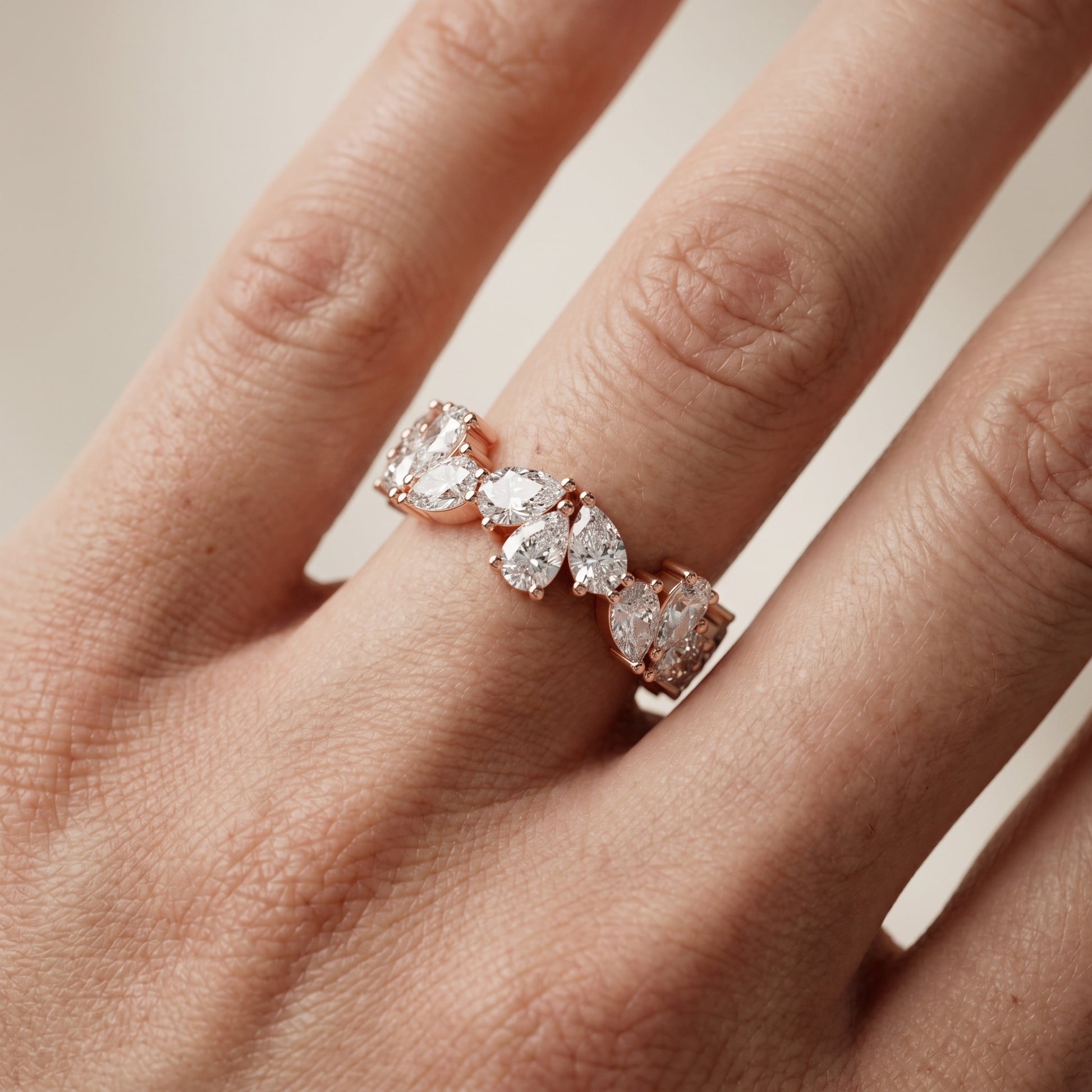 Pear Cut Lab Grown Diamond Ring in Rose Gold