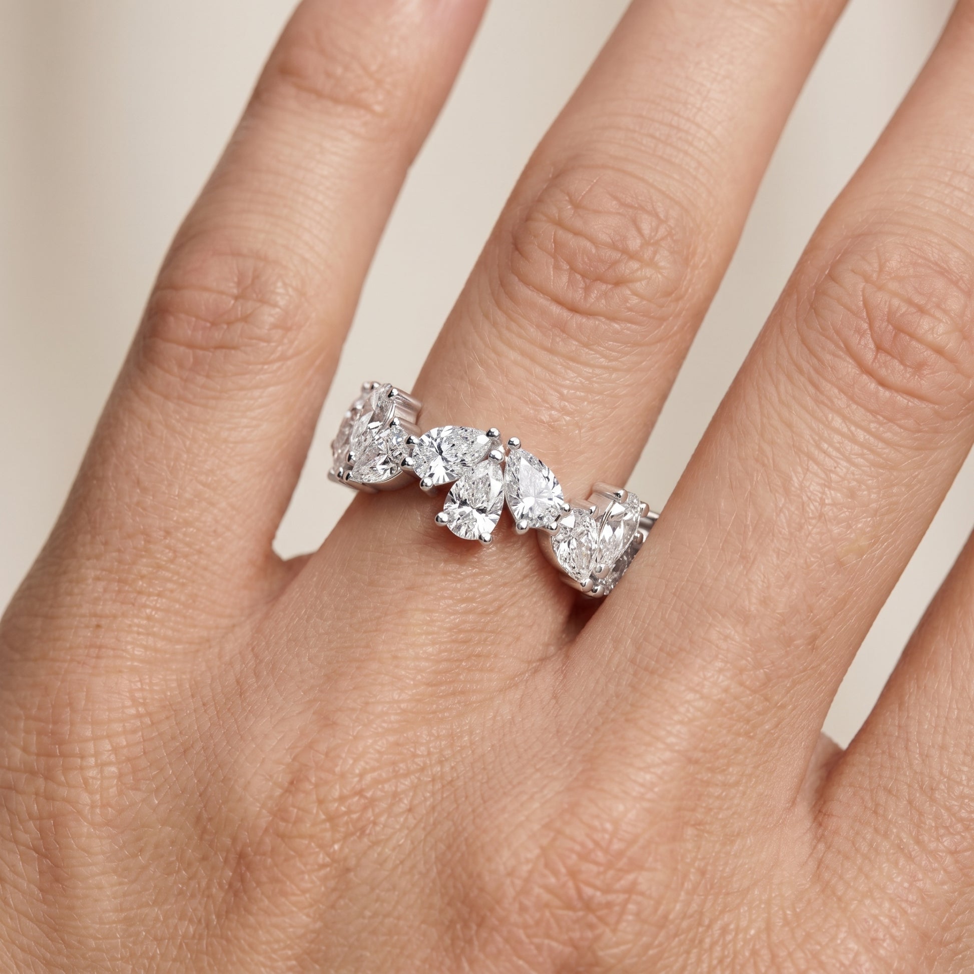 Pear Cut Lab Grown Diamond Ring in White Gold