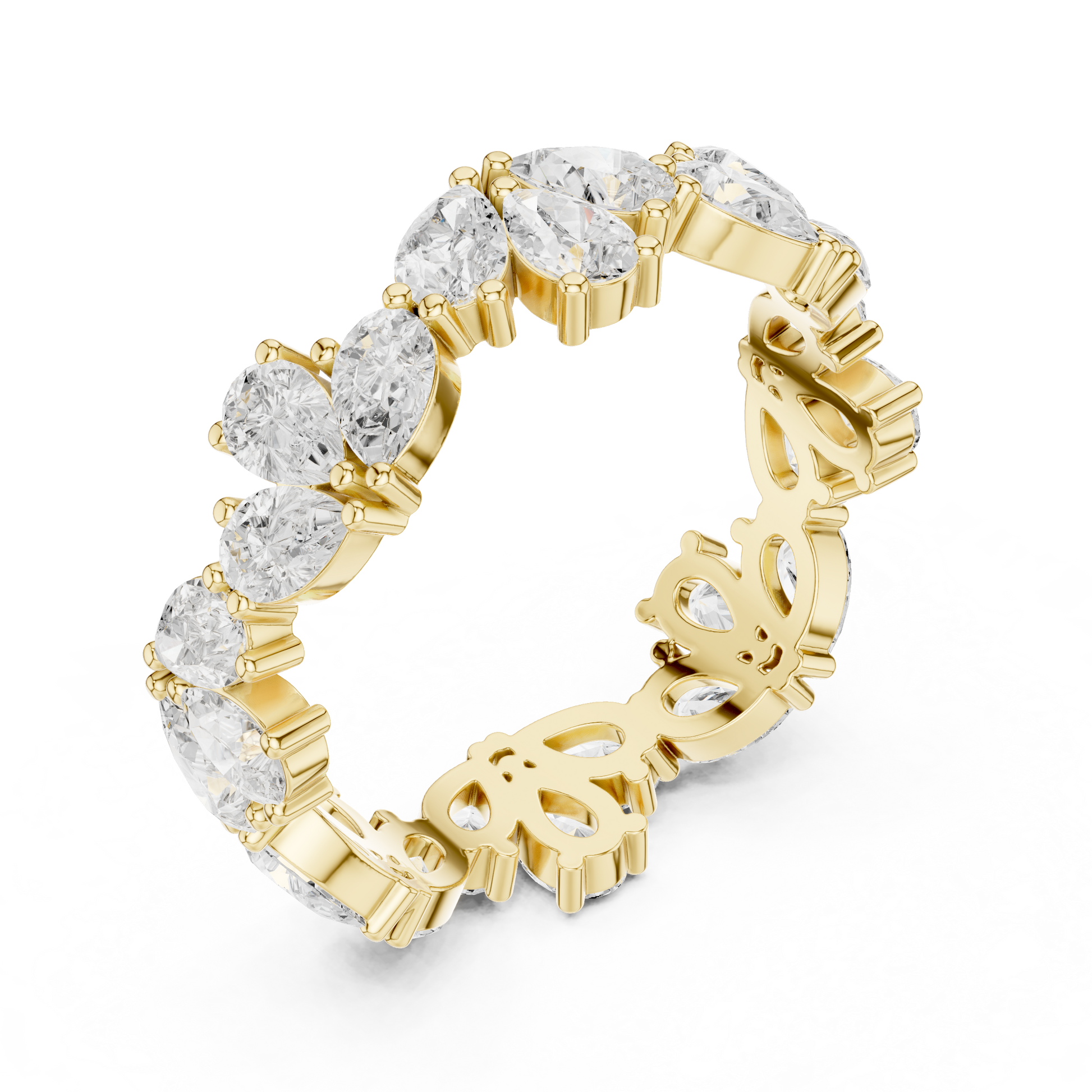 Pear Cut Lab Grown Diamond Ring in Yellow Gold