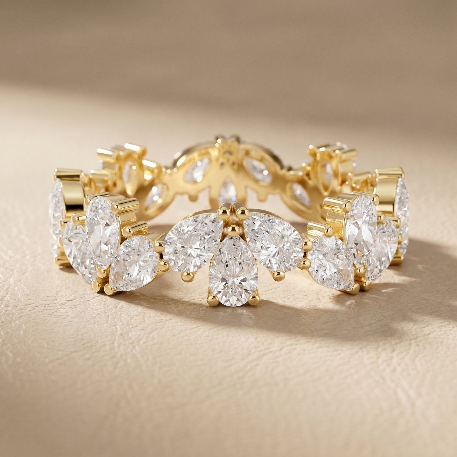 Pear Cut Lab Grown Diamond Ring in Yellow Gold