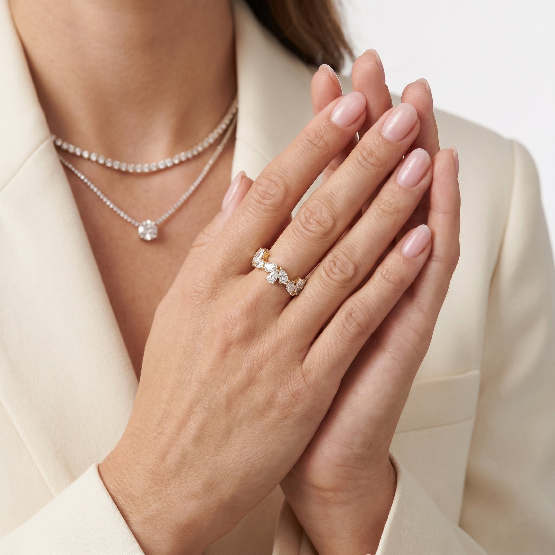 Pear Cut Lab Grown Diamond Ring in Yellow Gold