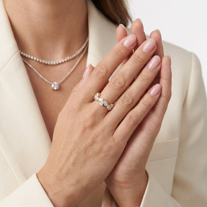 Pear Cut Lab Grown Diamond Ring in Yellow Gold