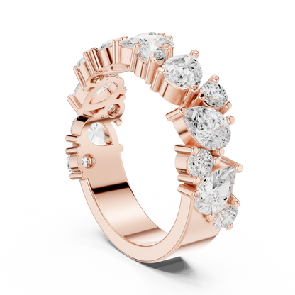 Pear Round Cut Lab Grown Diamond Ring in Rose Gold