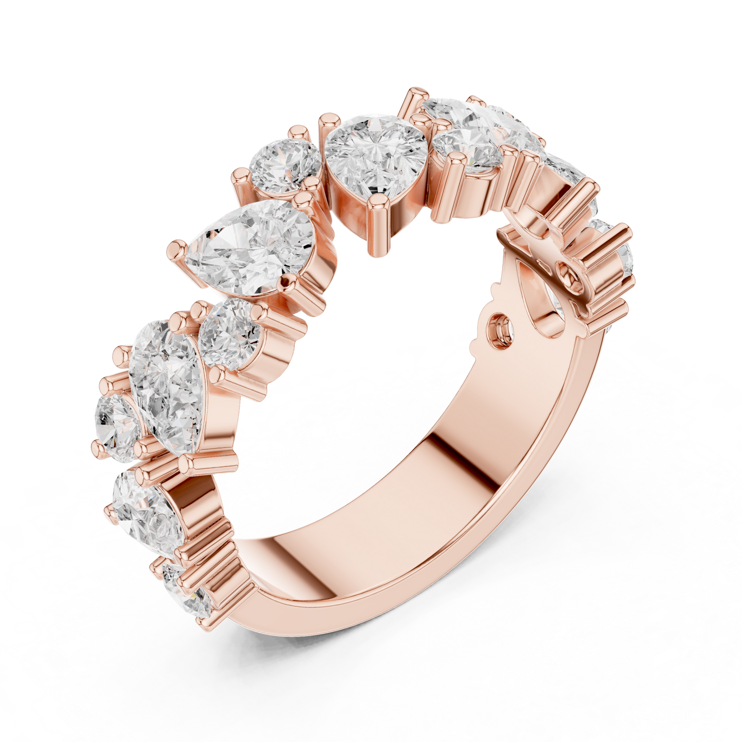 Pear Round Cut Lab Grown Diamond Ring in Rose Gold
