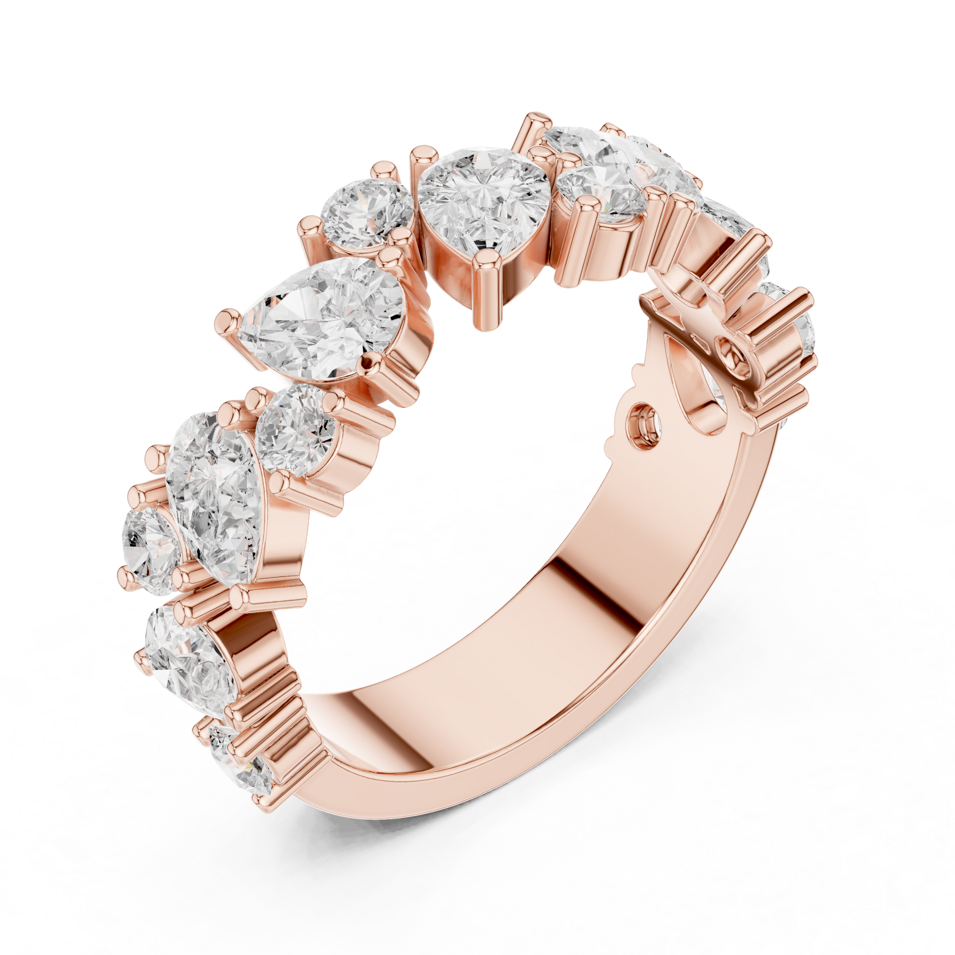 Pear Round Cut Lab Grown Diamond Ring in Rose Gold