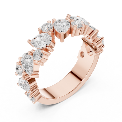Pear Round Cut Lab Grown Diamond Ring in Rose Gold